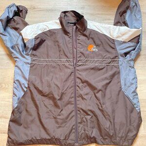 Cleveland Browns Jacket Mens 2XL NFL Team Apparel Pullover Windbreaker VTG